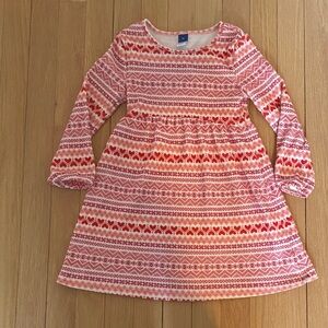 Old Navy Pink & Red Heart-Pattern Long Sleeve Dress